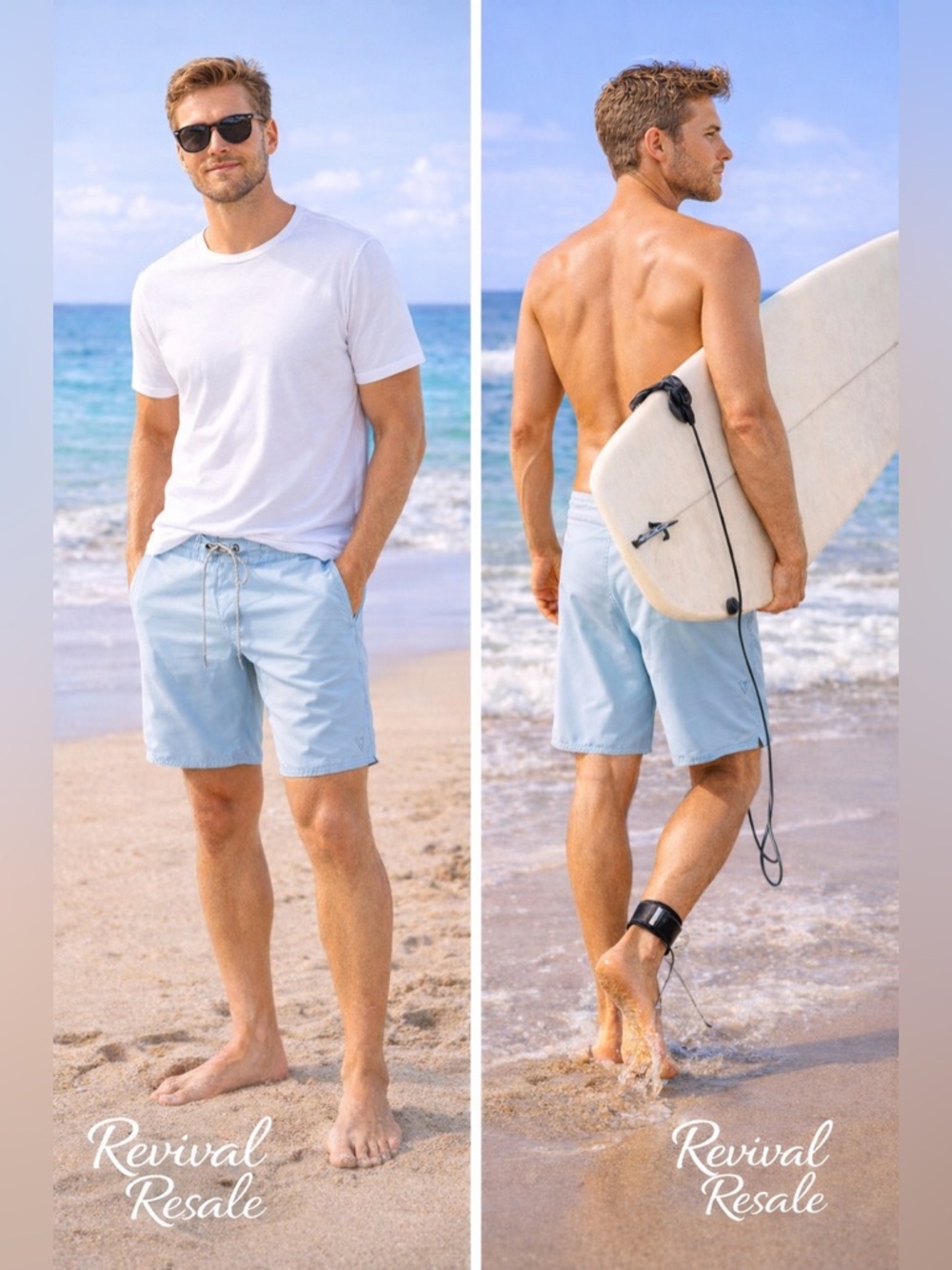 Men’s Vissla Blue Board Shorts 29‎ Coastal Surf Swim Trunks Stretch
